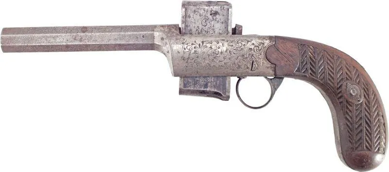 A RARE COLLEYE HARMONICA PISTOL C.1860