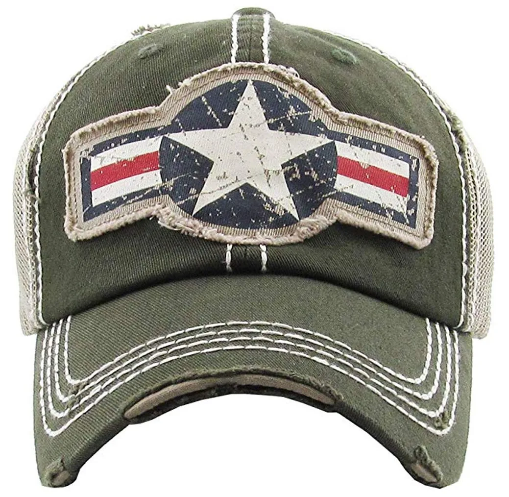 Air Force Star Distressed Baseball Cap by Funky Junque