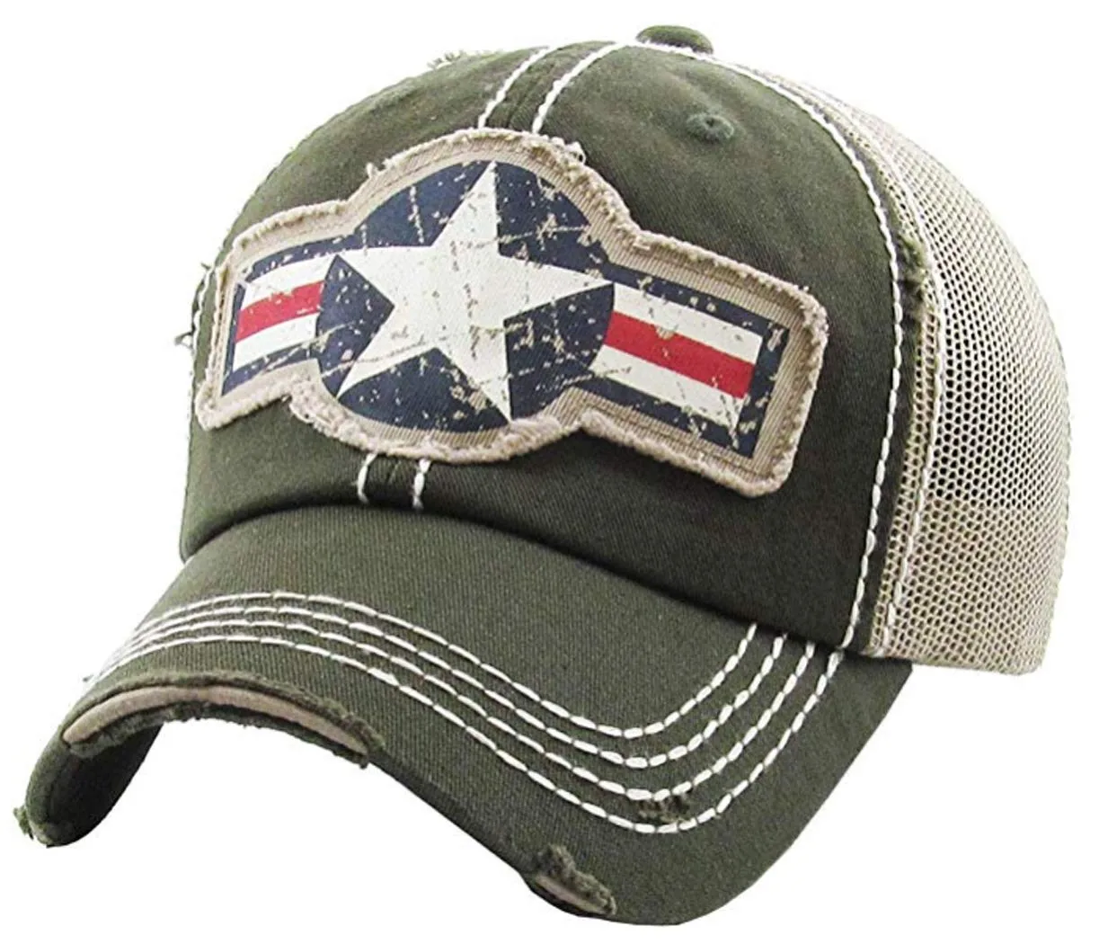 Air Force Star Distressed Baseball Cap by Funky Junque