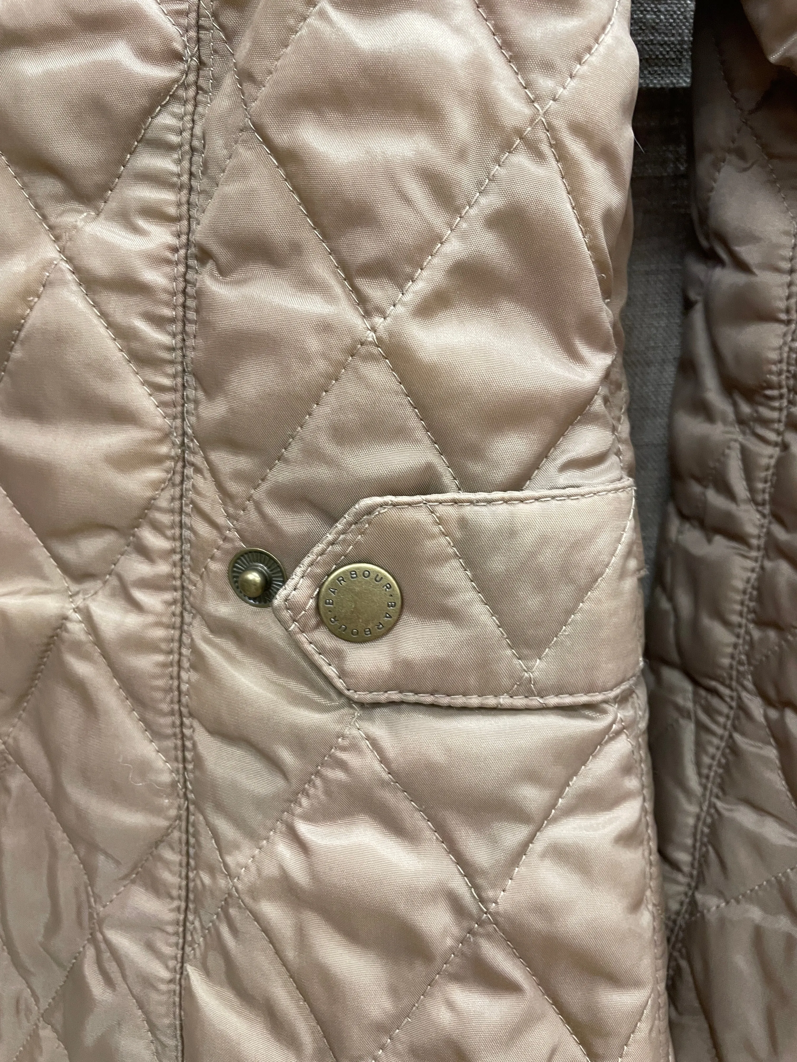 Barbour Beige Lightweight Quilted Padded Jacket with Liberty Print Lining Size 8