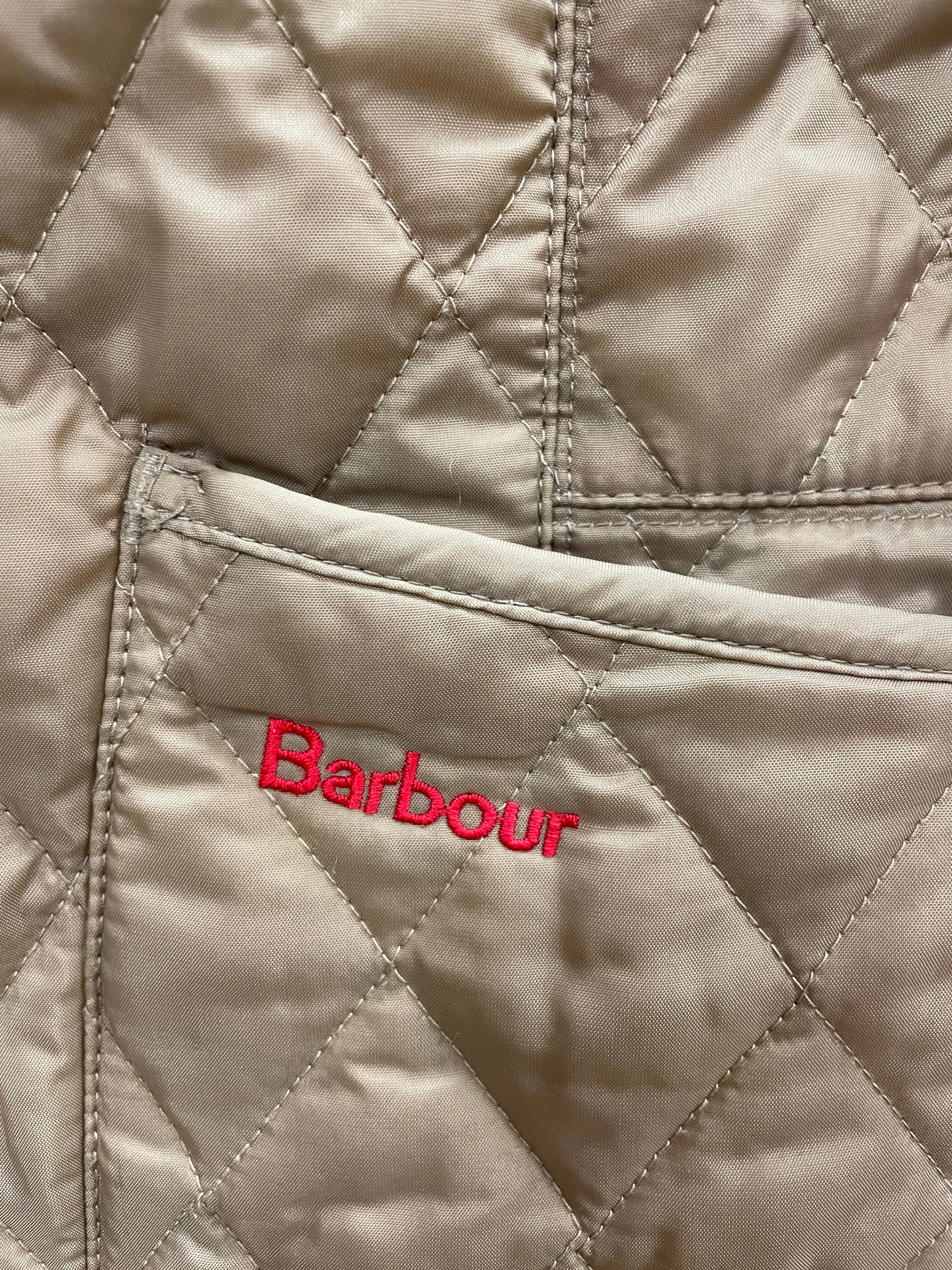 Barbour Beige Lightweight Quilted Padded Jacket with Liberty Print Lining Size 8