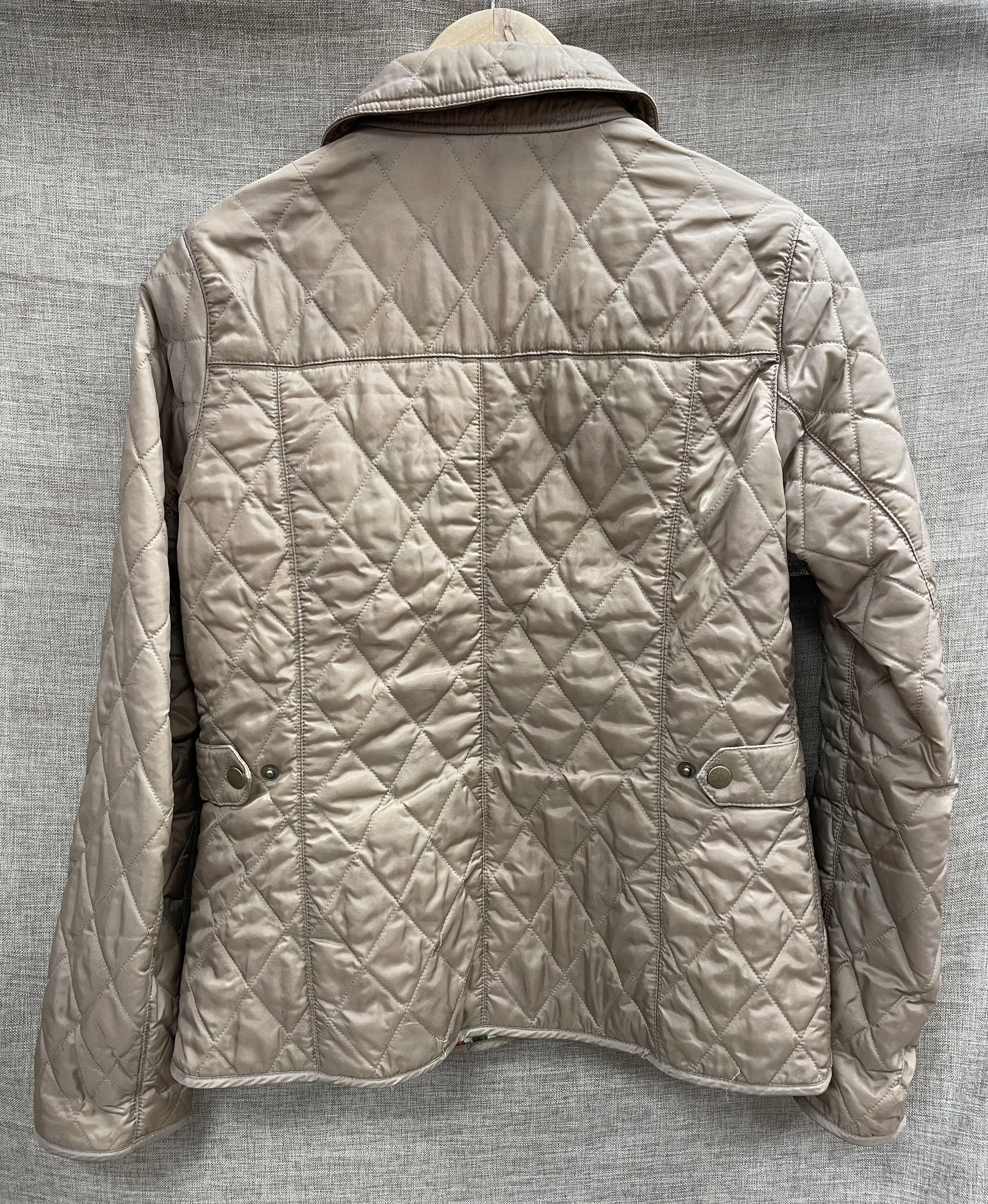 Barbour Beige Lightweight Quilted Padded Jacket with Liberty Print Lining Size 8