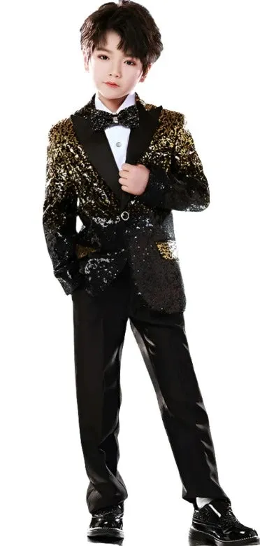 Black Gold Ombre Sequin Suit