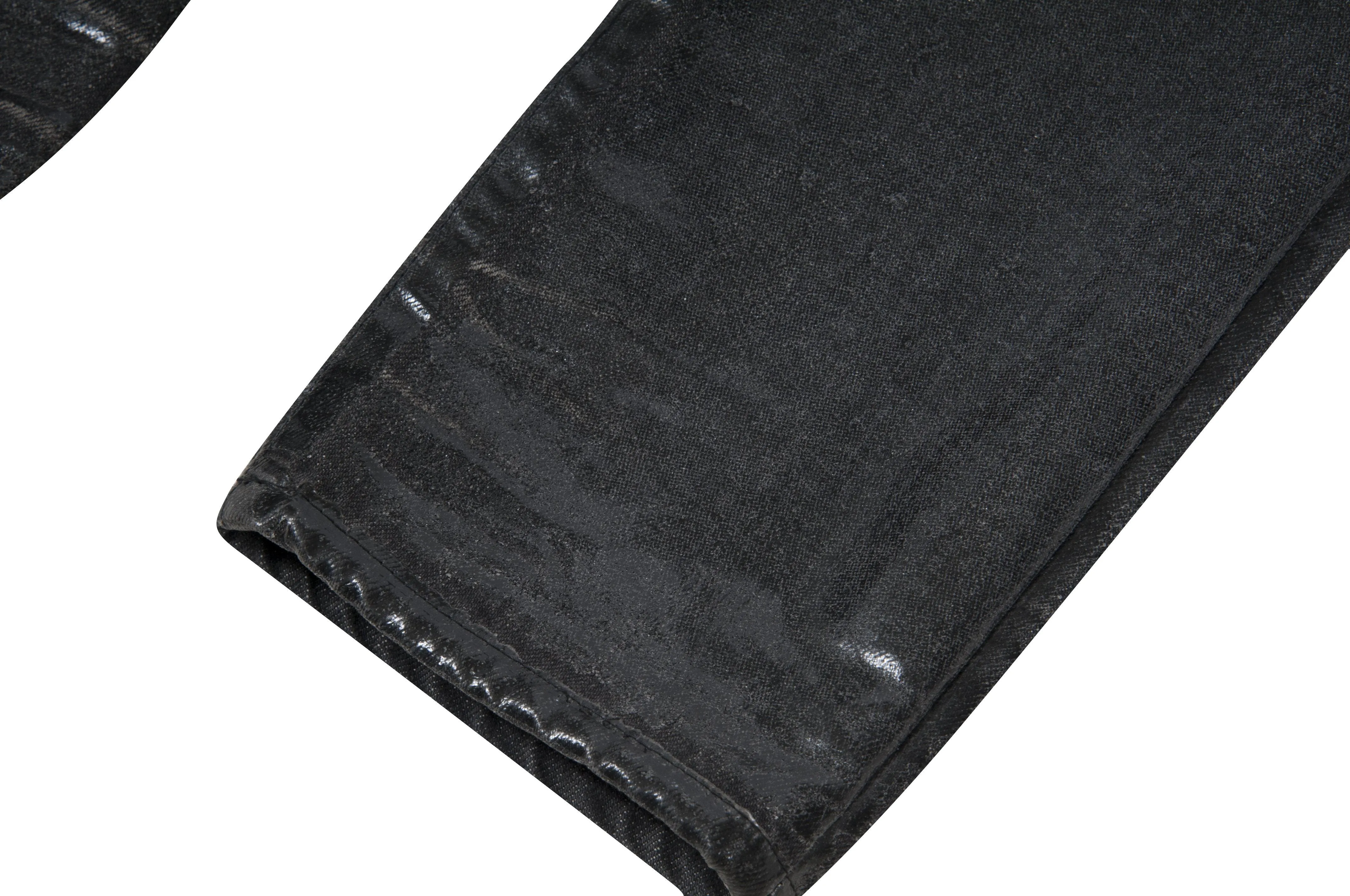 Black Gray Waxed Cracked Hedi Luster Denim