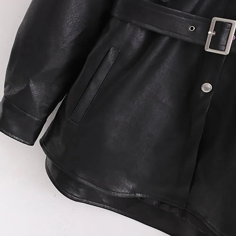 Faux Leather Jackets Women PU Black Coat