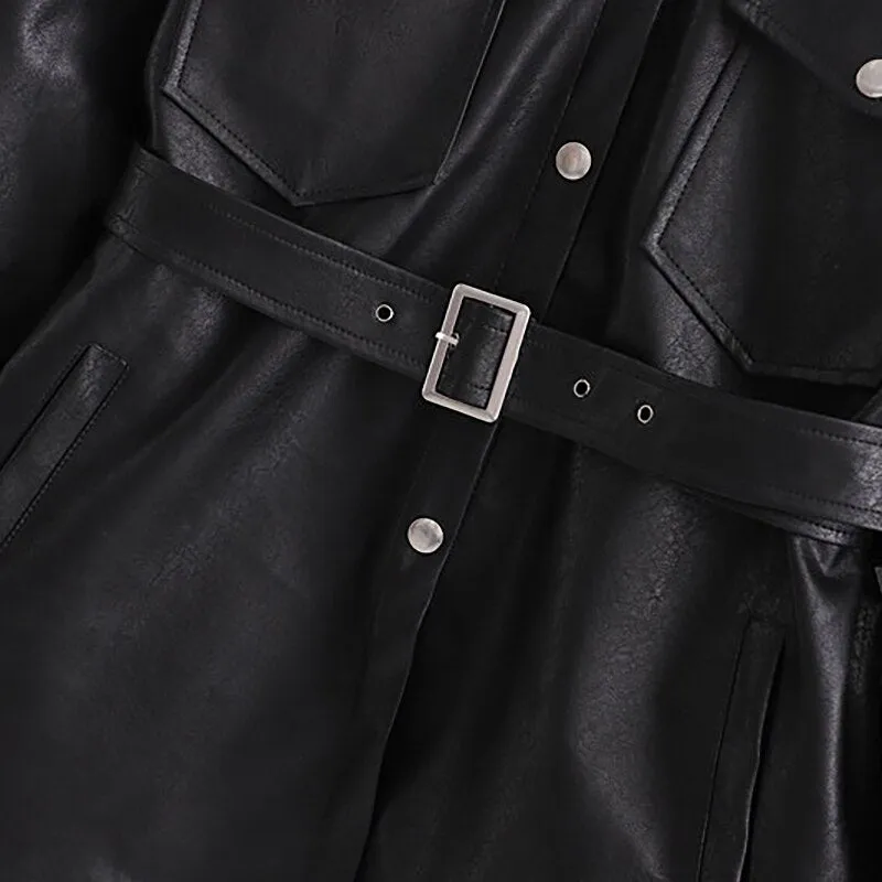 Faux Leather Jackets Women PU Black Coat
