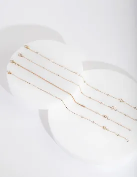 Gold Chain & Pearl Bracelet Anklet 4-Pack