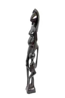 Hardwood Collectible Figurine Female Makonde with Child Abstract