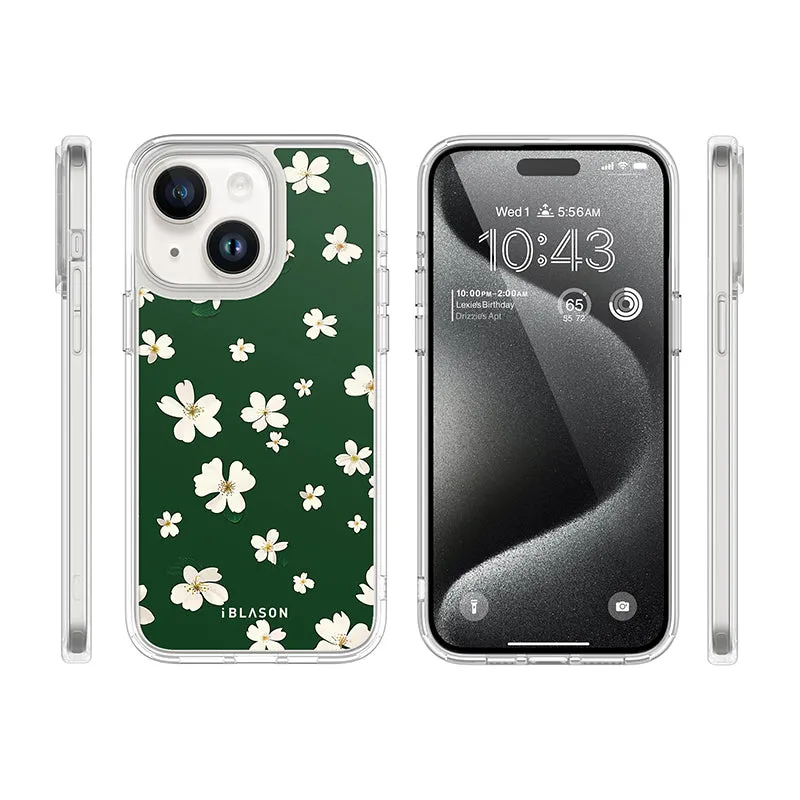 iPhone 15 Plus Halo MagSafe Cute Phone Case - Green Daisies