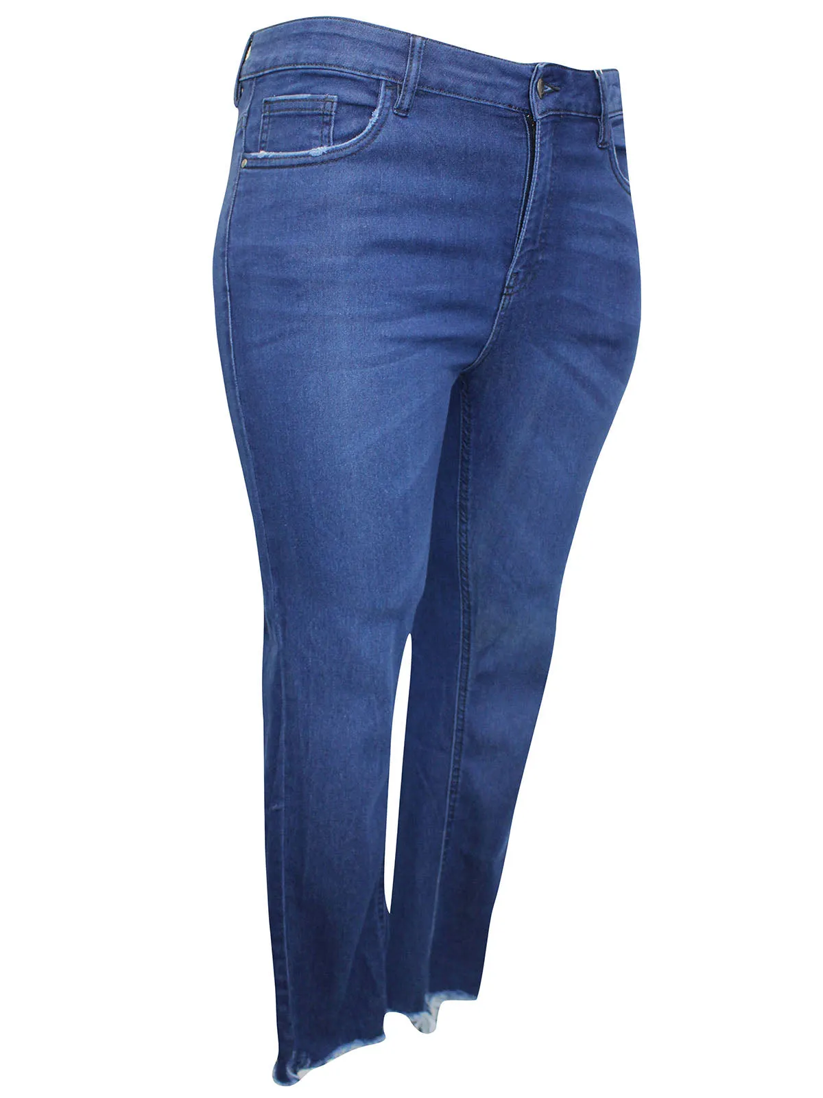 Ladies Blue Diane Distressed Frayed Hem Stretchy Skinny Plus Size Jeans
