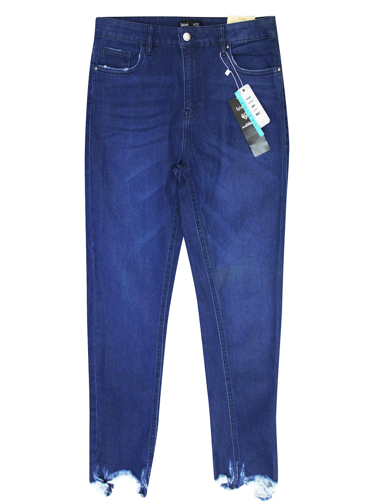 Ladies Blue Diane Distressed Frayed Hem Stretchy Skinny Plus Size Jeans