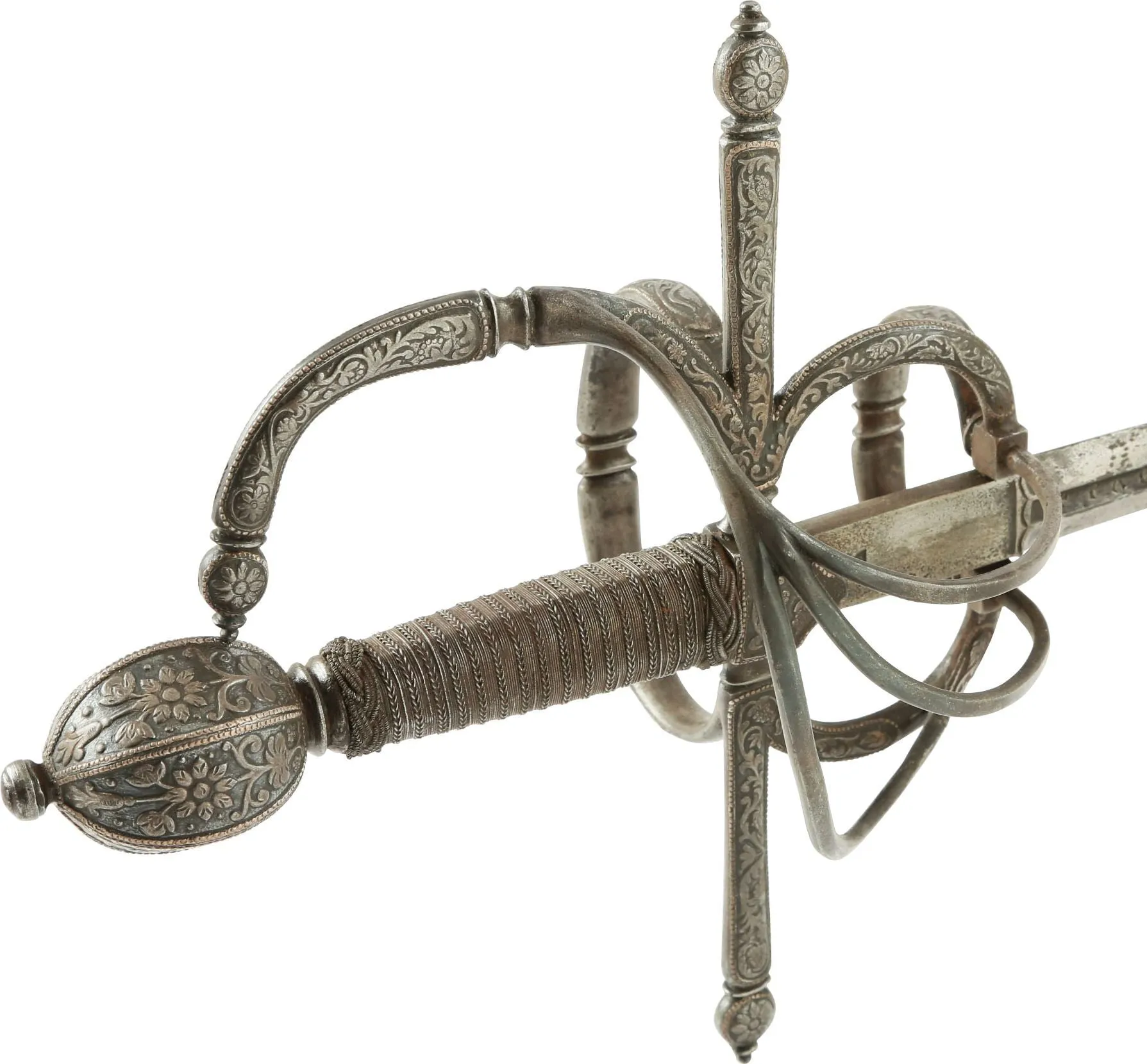 MAGNIFICENT SWEPT HILT RAPIER AND COMPANION LEFT HAND DAGGER