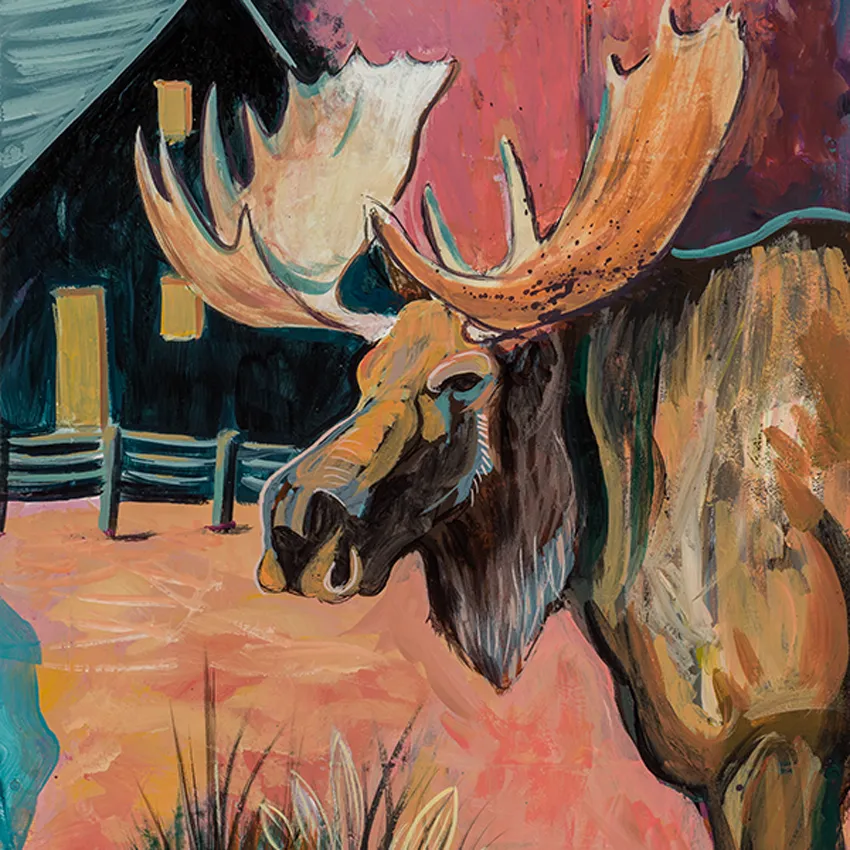 MOOSE AT MAYBELL CREEK original painting