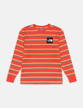 North Face Boruda Long Sleeve T-Shirt (Stripe) - Fiery Red