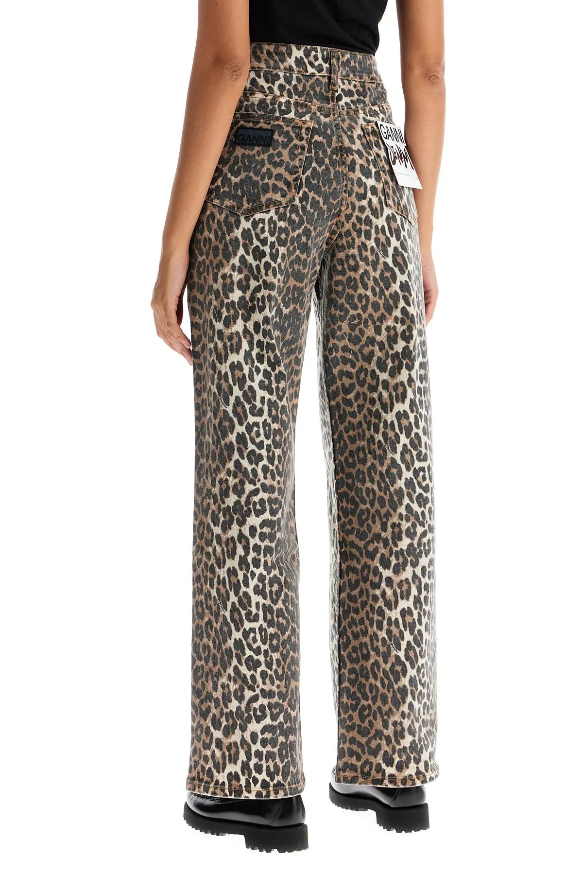 "animal print denim izey jeans