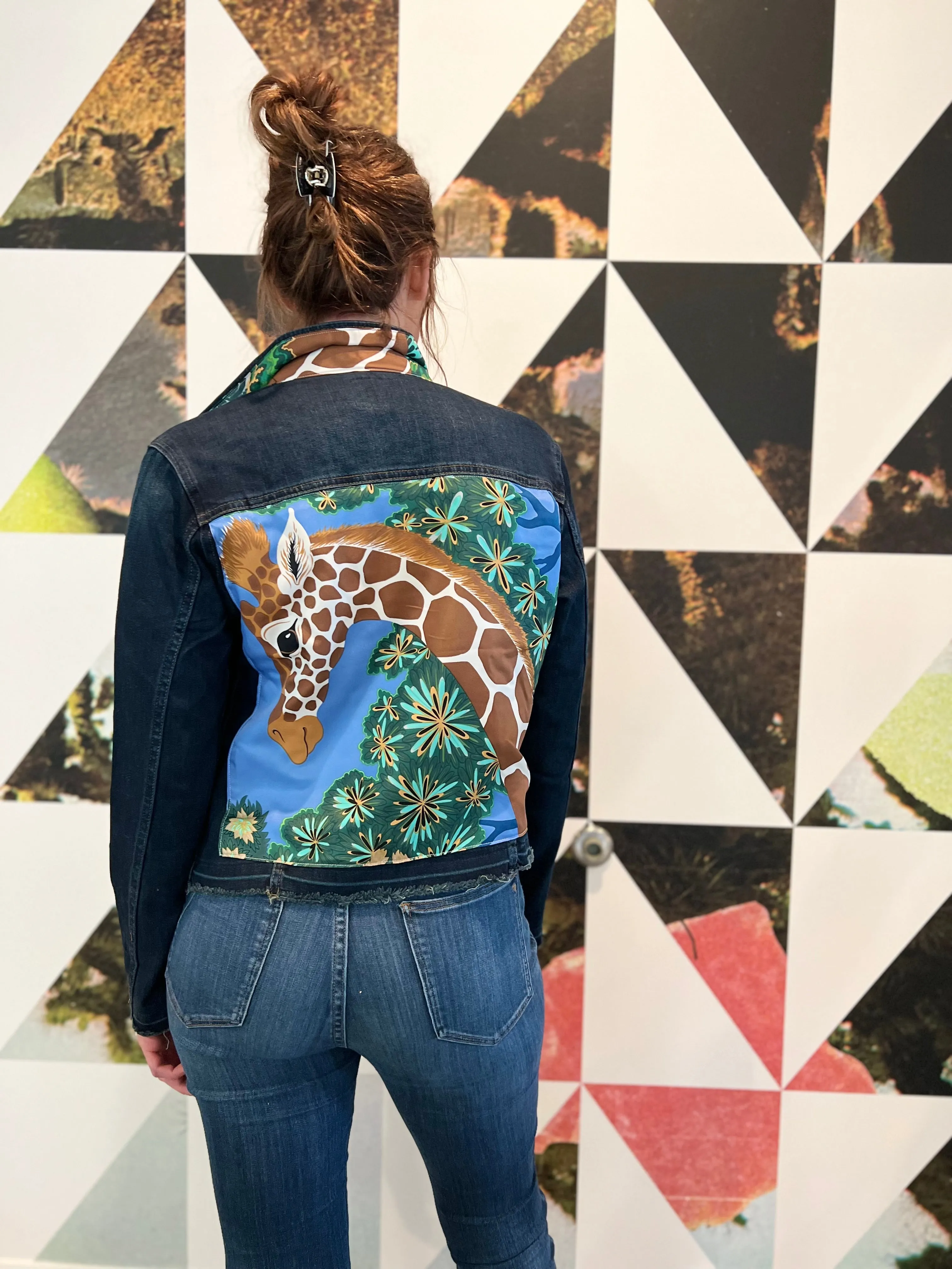 The Dark Denim Jacket / Giraffe in the Garden