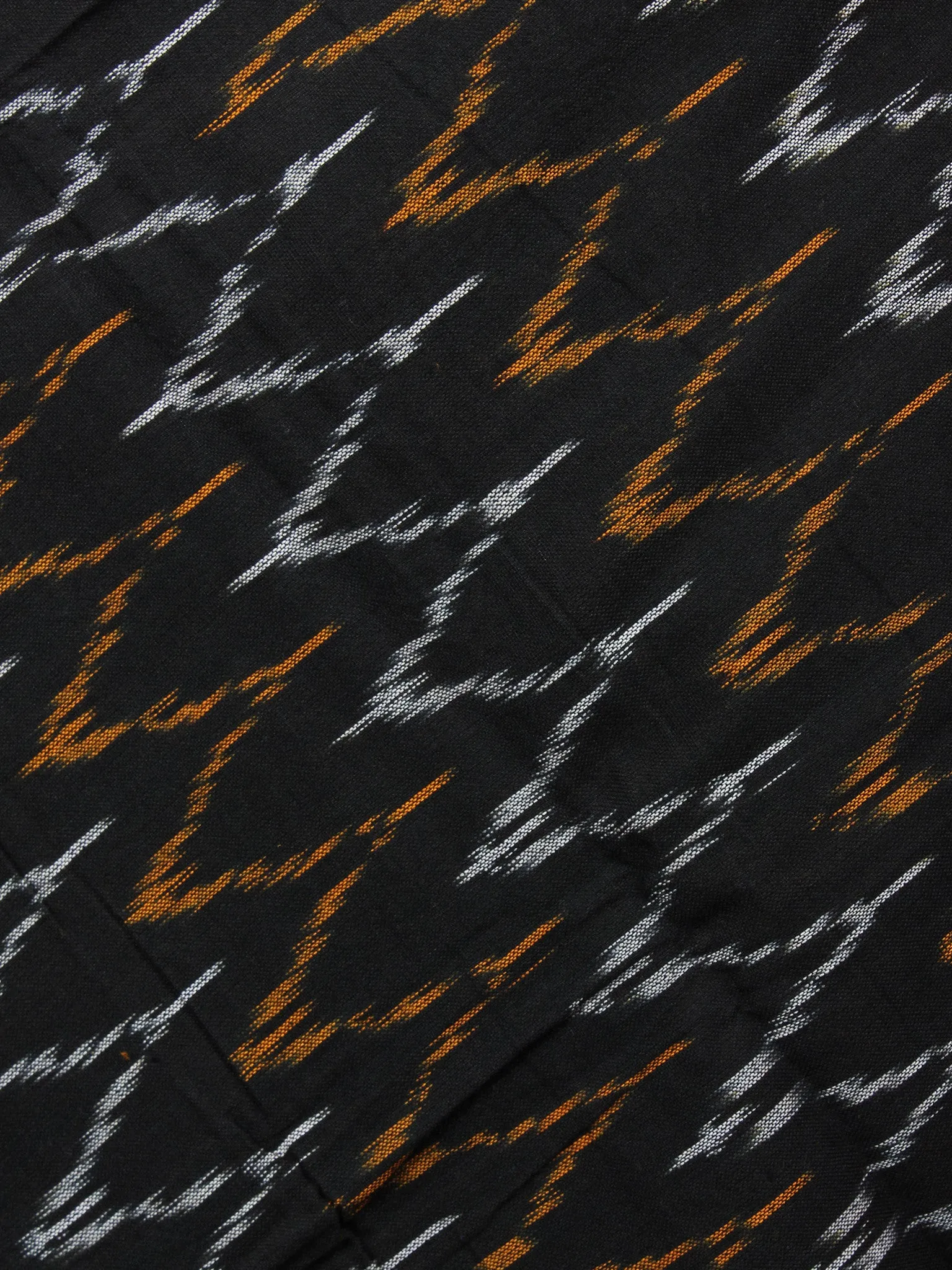 Yellow Black White Ikat Handwoven Cotton Suit Fabric Set of 3 - S1002026